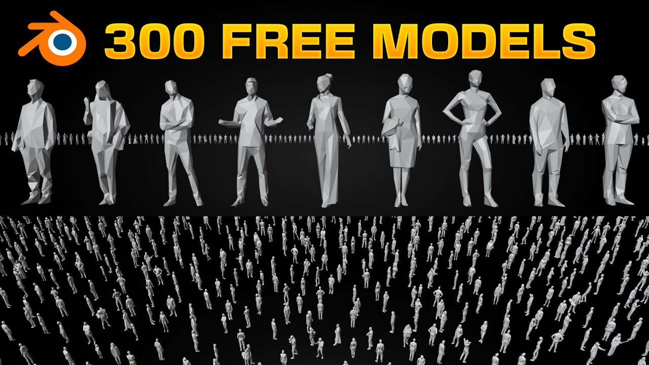 300 БЕСПЛАТНЫХ низкополигональных моделей людей для Blender — создание толп