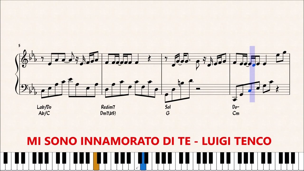 MI SONO INNAMORATO DI TE - LUIGI TENCO  -   preview spartito pianoforte (info in descrizione)