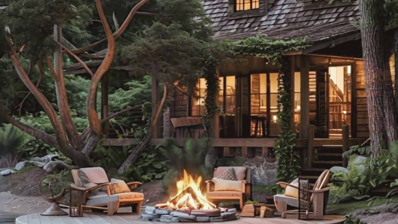 Cozy Fireplace Rustic Lake House Cabin 🌙 Soft Night Lights & Peaceful Evening Ambience Deep Sleep 