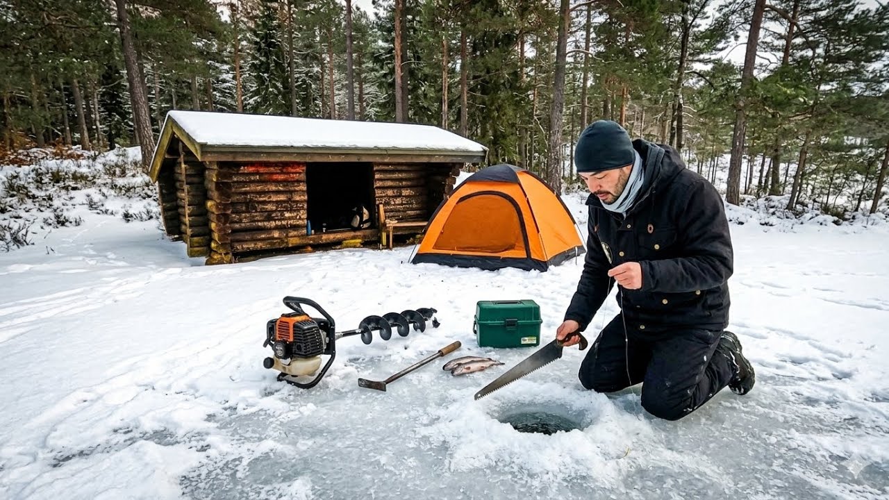2500 KM 🚗 to Camping ,Fishing and Bad in Frozen Lake in -21 *C