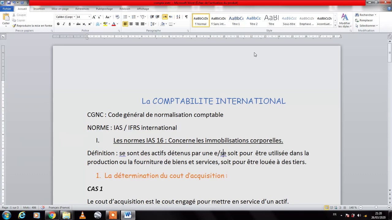 1ére EP : Comptabilité international : IAS 16