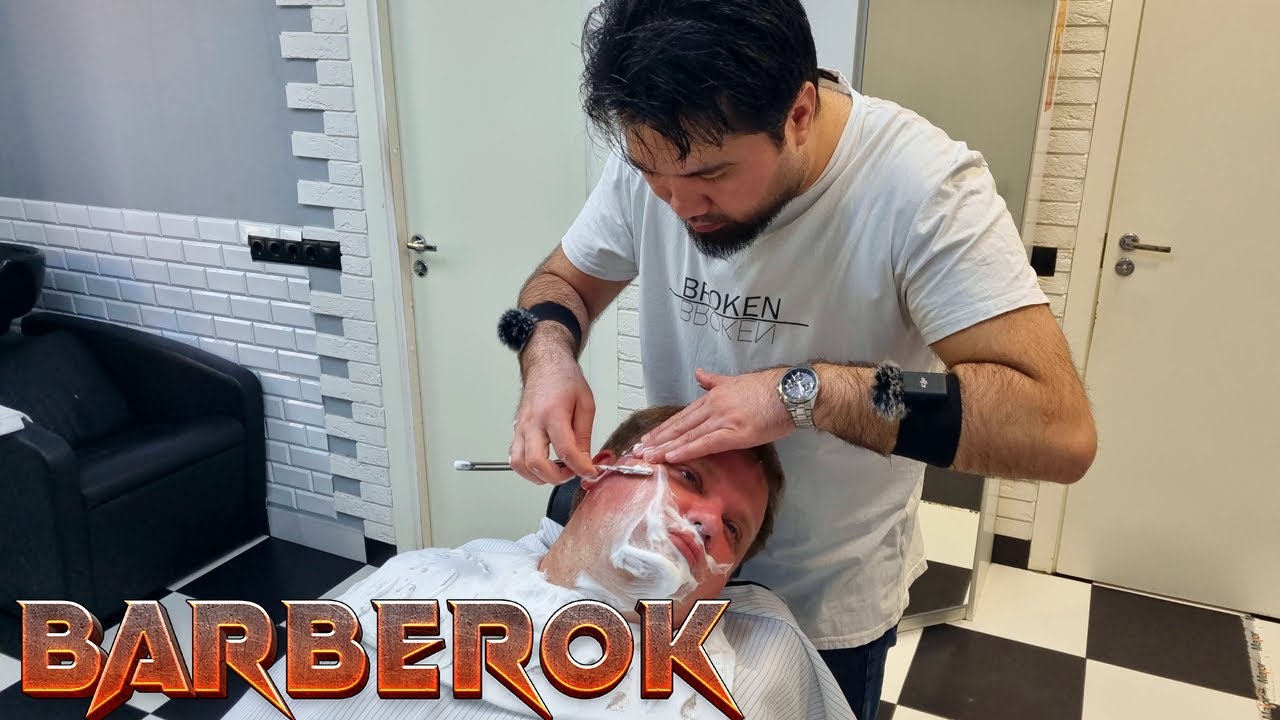 ASMR BARBER 🧔🏽‍ Cruel Shaving With Straight Razor  Against the Grain 🔥🔥🔥🔥 Asian Barber
