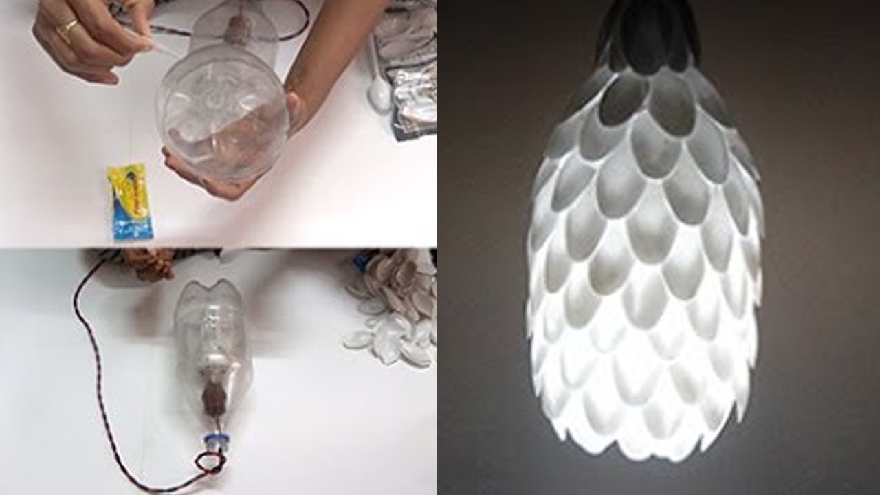 How to Make Lamp With Plastic Spoons  - Step by Step Tutorials