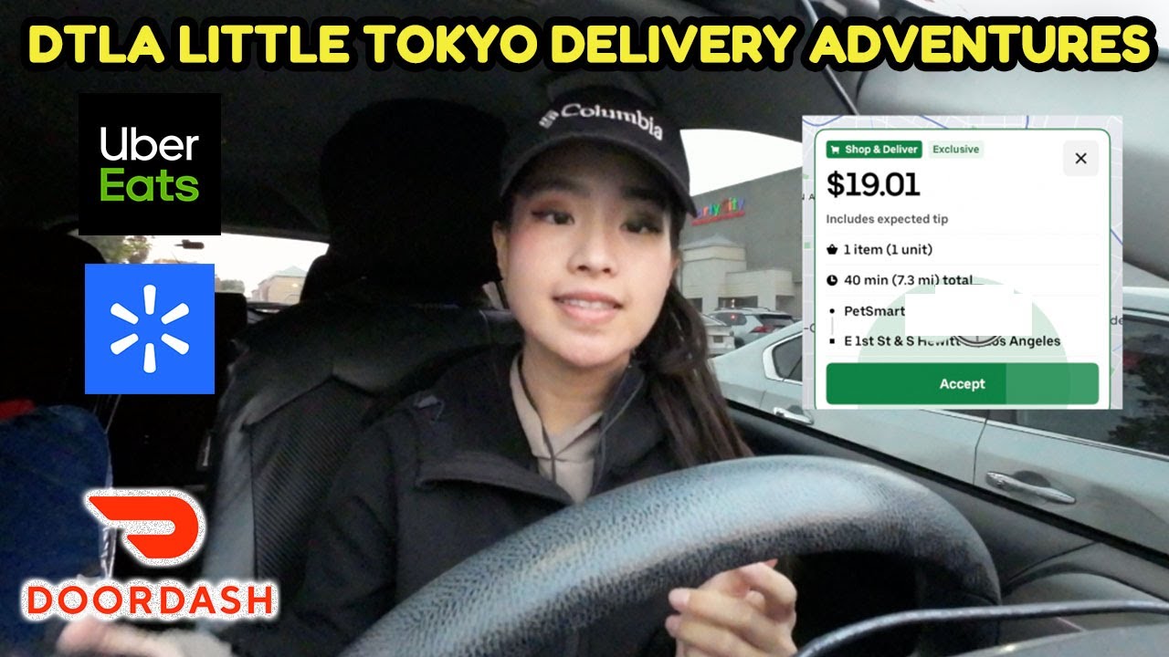 Downtown Los Angeles Little Tokyo Delivery Adventures Uber Eats Ride Along Door Dash Walmart Spark