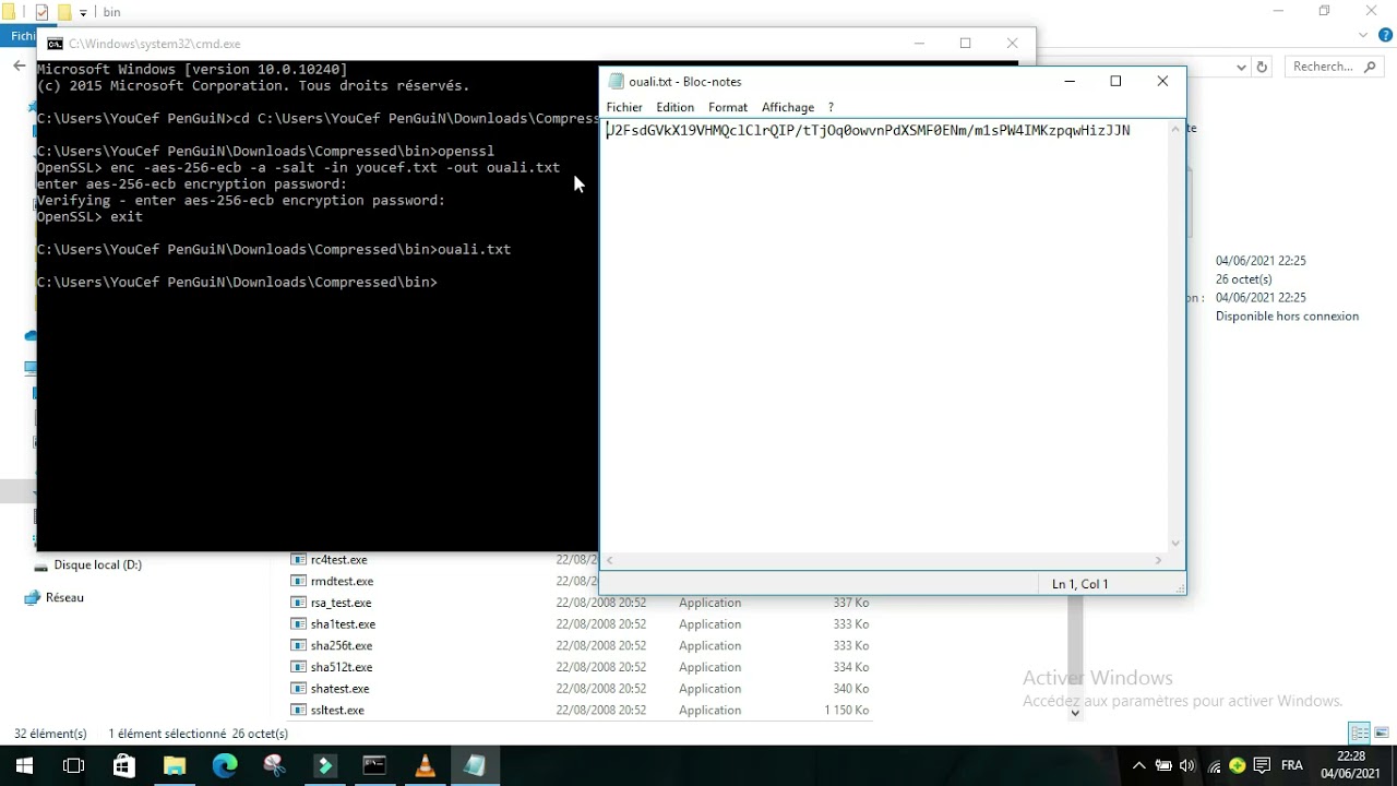 How to encrypt and decrypt messages  using Openssl on windows