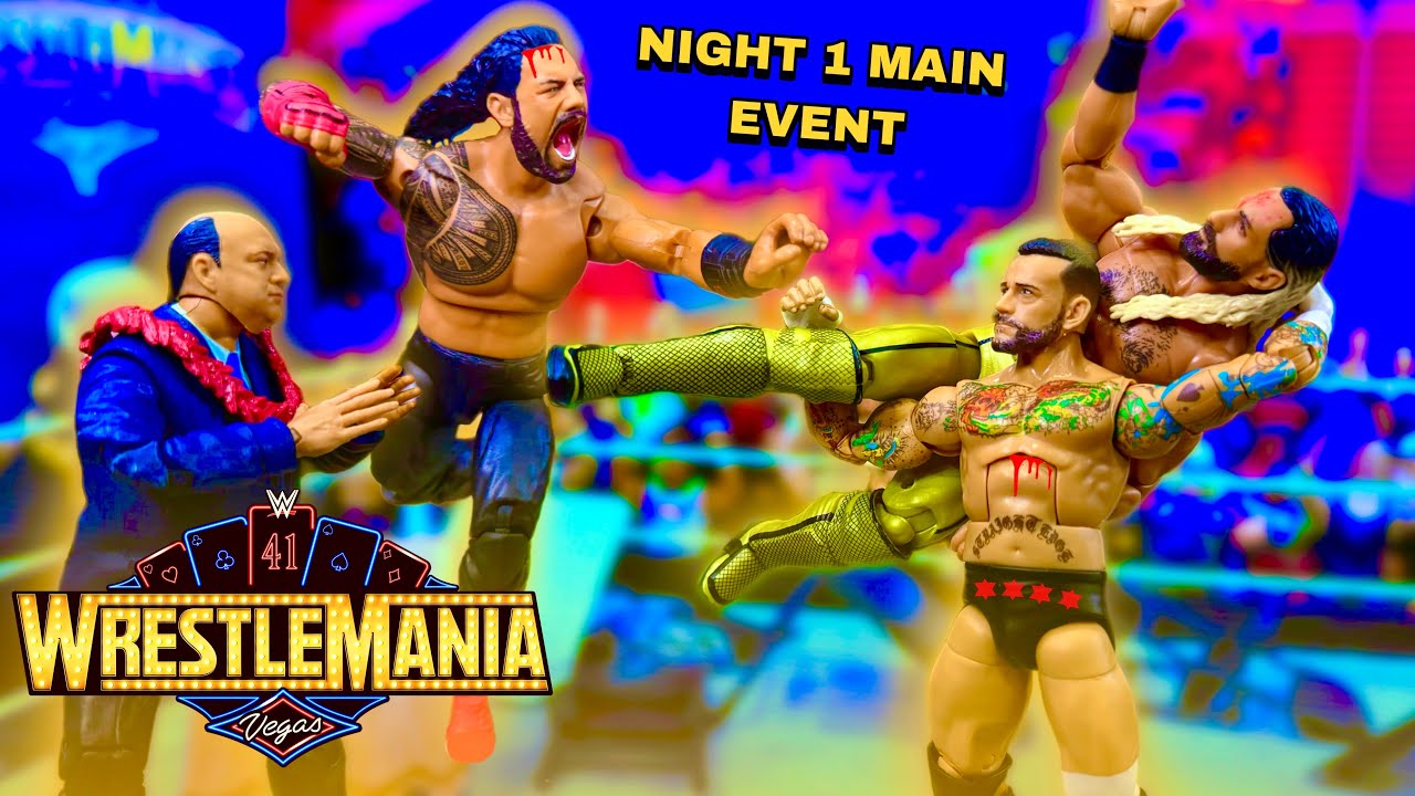Roman Reigns vs Cm Punk vs Seth Rollins Action Figure Match! WRESTLEMANIA 41 Prediction Match!