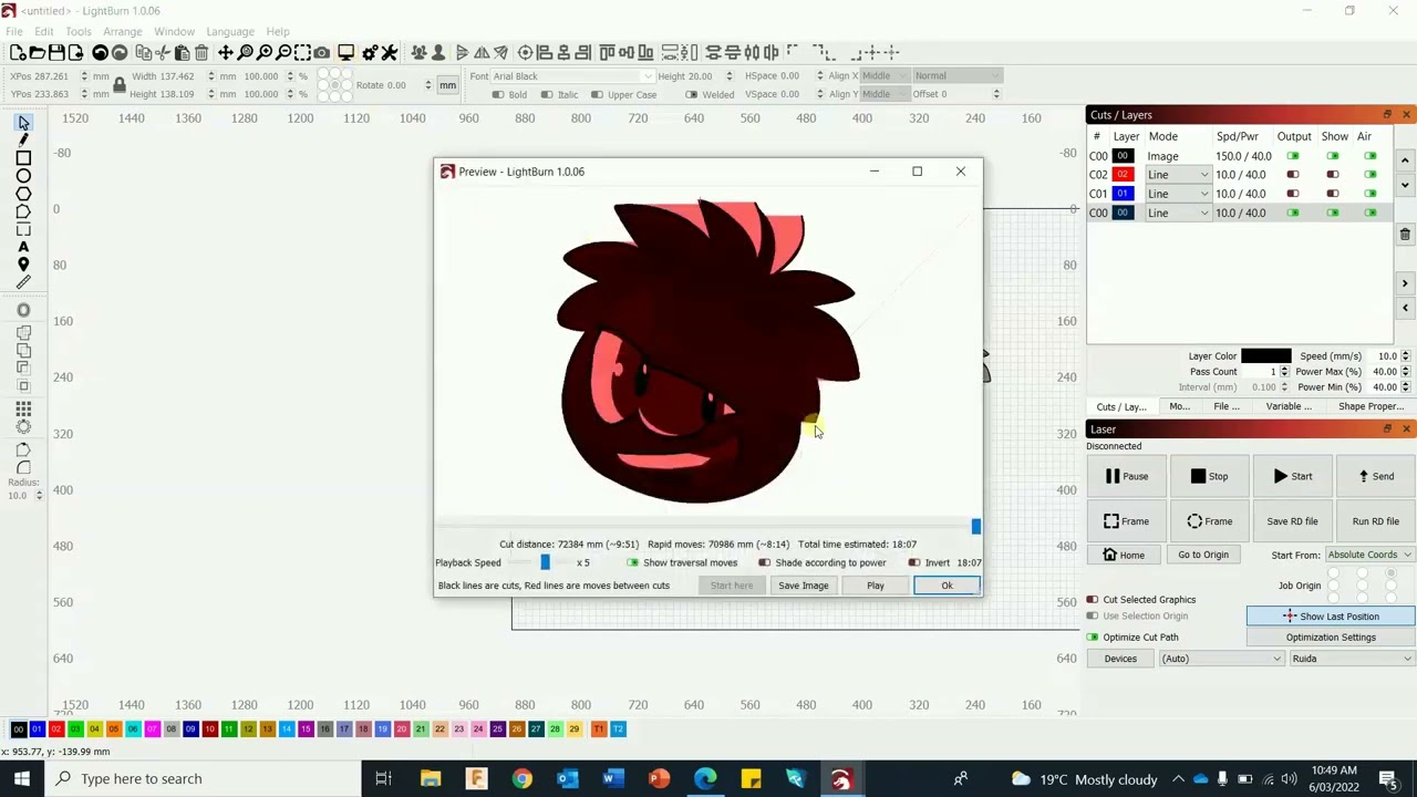 Lightburn Clock setup Video 2