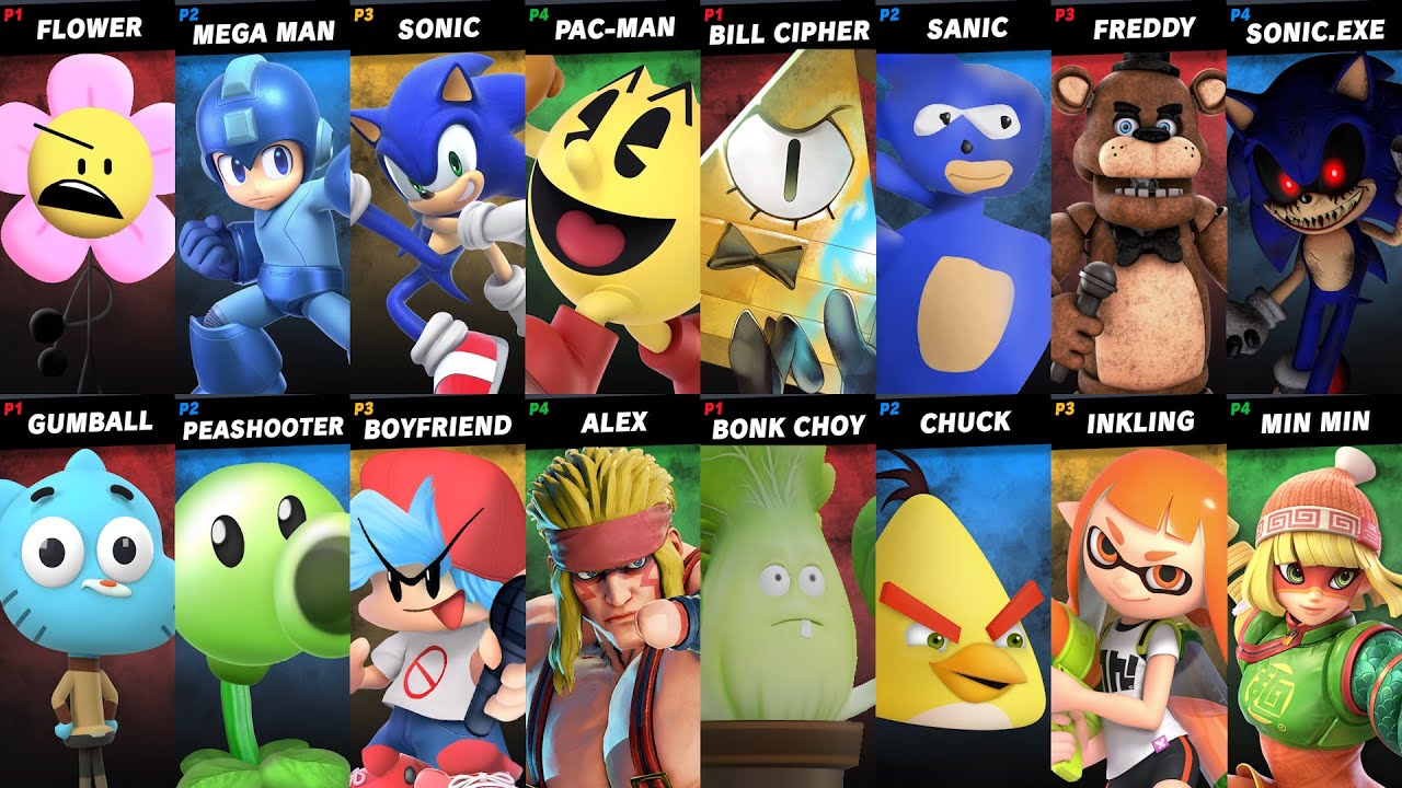 Sonic.exe vs Sanic | Boyfriend vs Gumball | Sonic vs Flower in Super Smash Bros Crusade