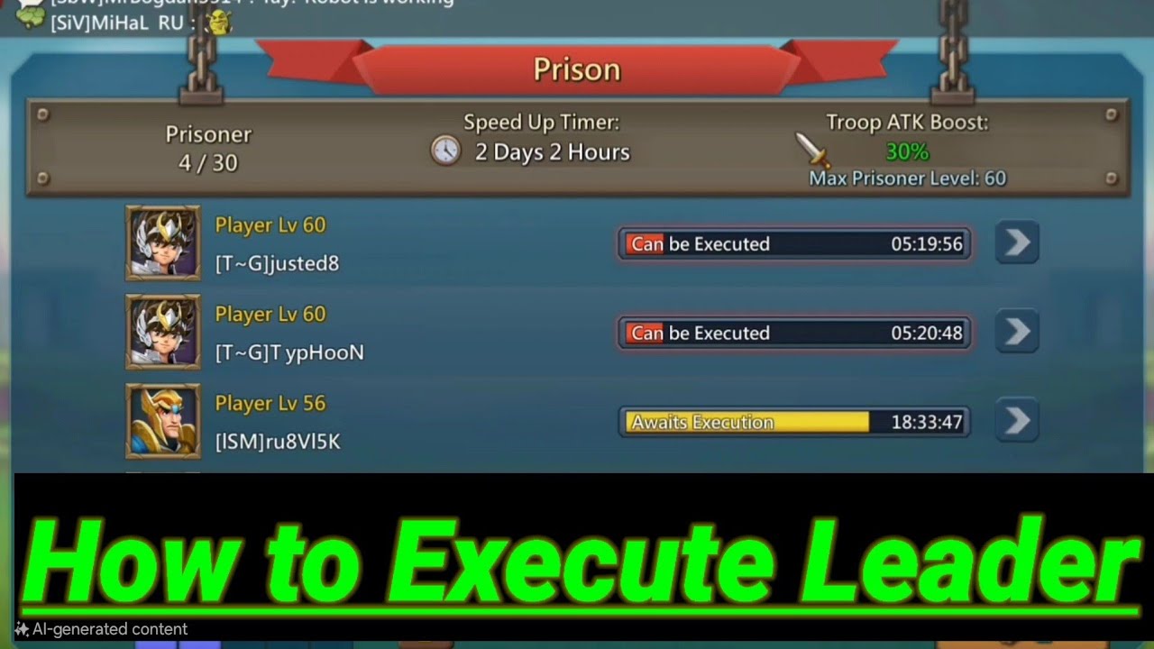 Lords Mobile - How to Execute Leader | The Game Zone | Full deatils about Leader Execution 