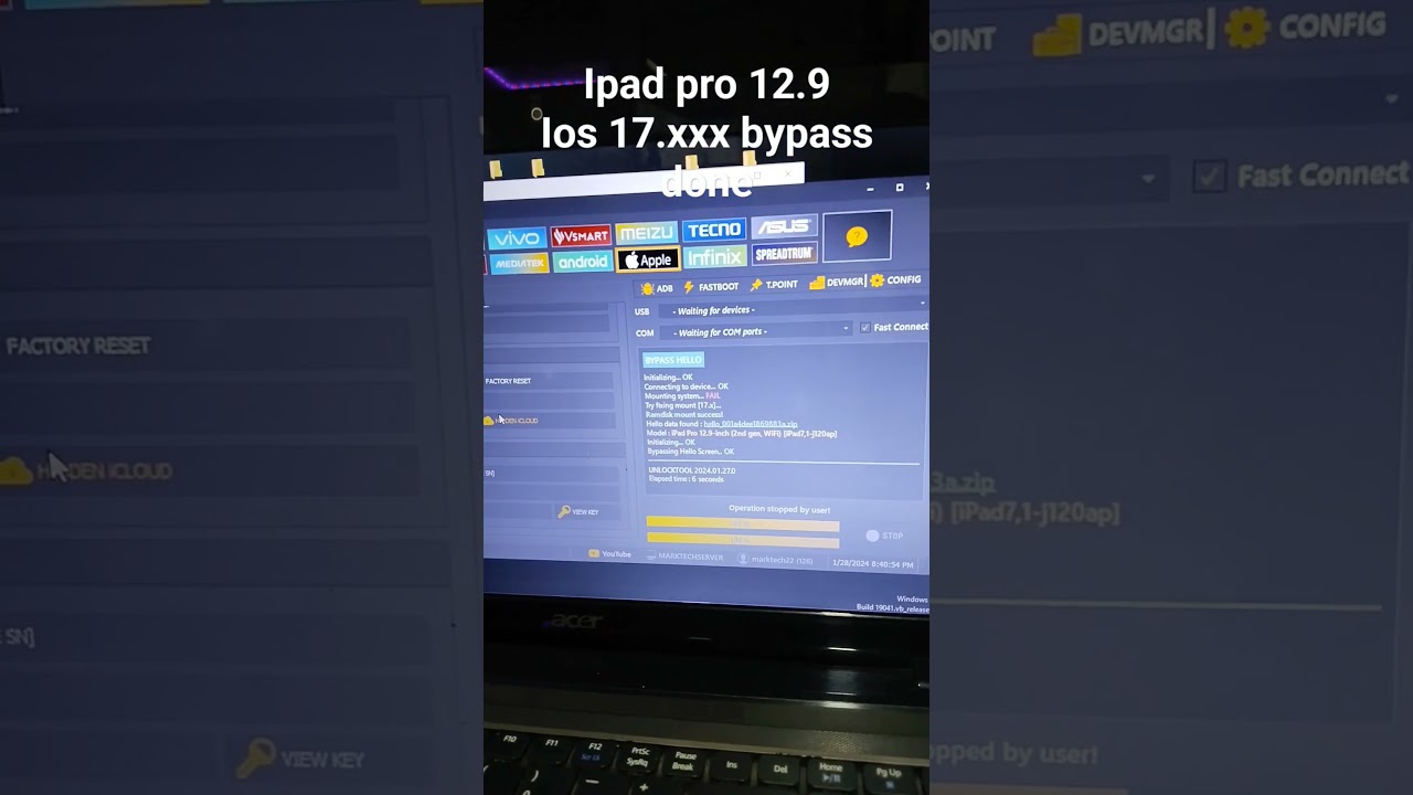 Ipad pro 12.9 ios 7.xxx bypass Done via unlock tool