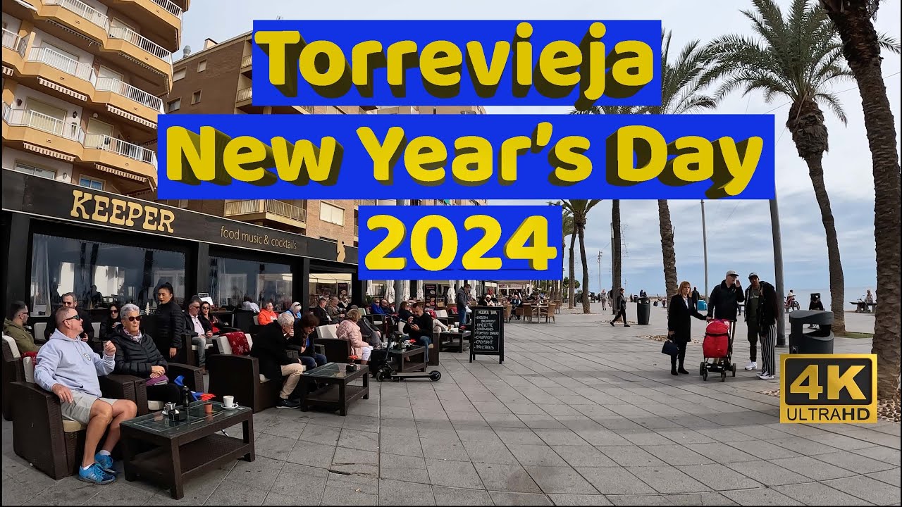 [4K] NEW YEAR'S DAY 2024⎮TORREVIEJA, COSTA BLANCA⎮MORNING PROMENADE & BEACH WALKING TOUR 🥳 🇪🇸