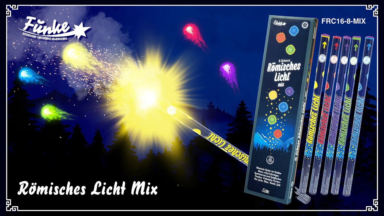 8 Schuss Römische Lichter Mix - mit Goldfunken [Batch 2021]