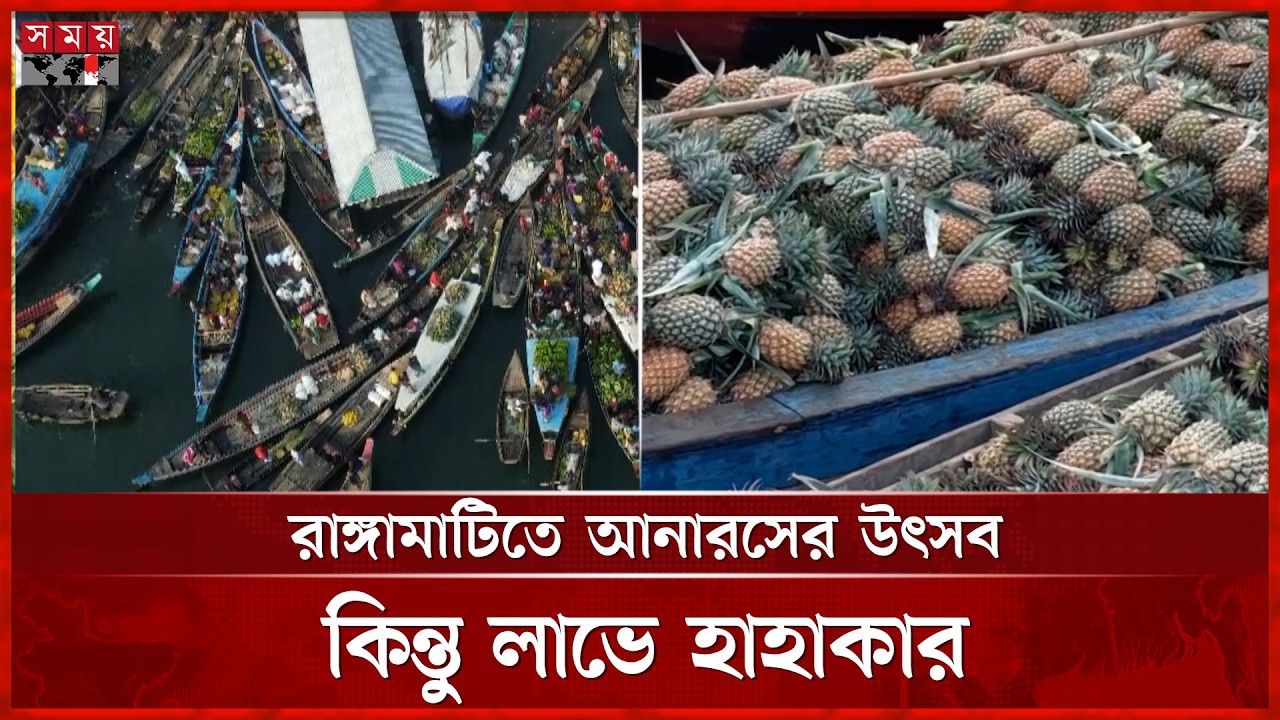 রাঙ্গামাটিতে আনারসের জমজমাট ভাসমান হাট |  Pineapple | Rangamati | Somoy TV