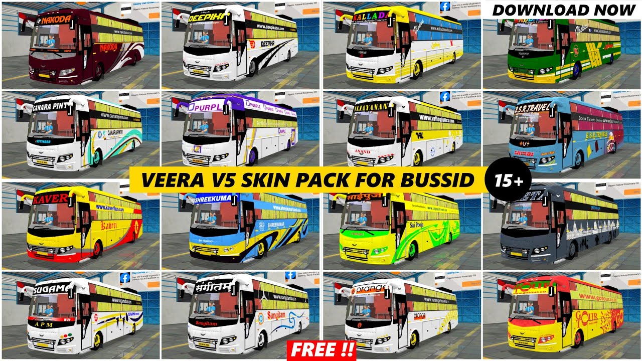 Download 15+ Bus Skins For Veera V5 BS4 AC Sleeper Bus Mod For Bus Simulator Indonesia | Bussid
