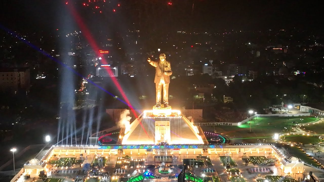 Dr.BR.Ambedkar Statue Lightings and Drone Visuals in Vijayawada | Mana Vaarthalu