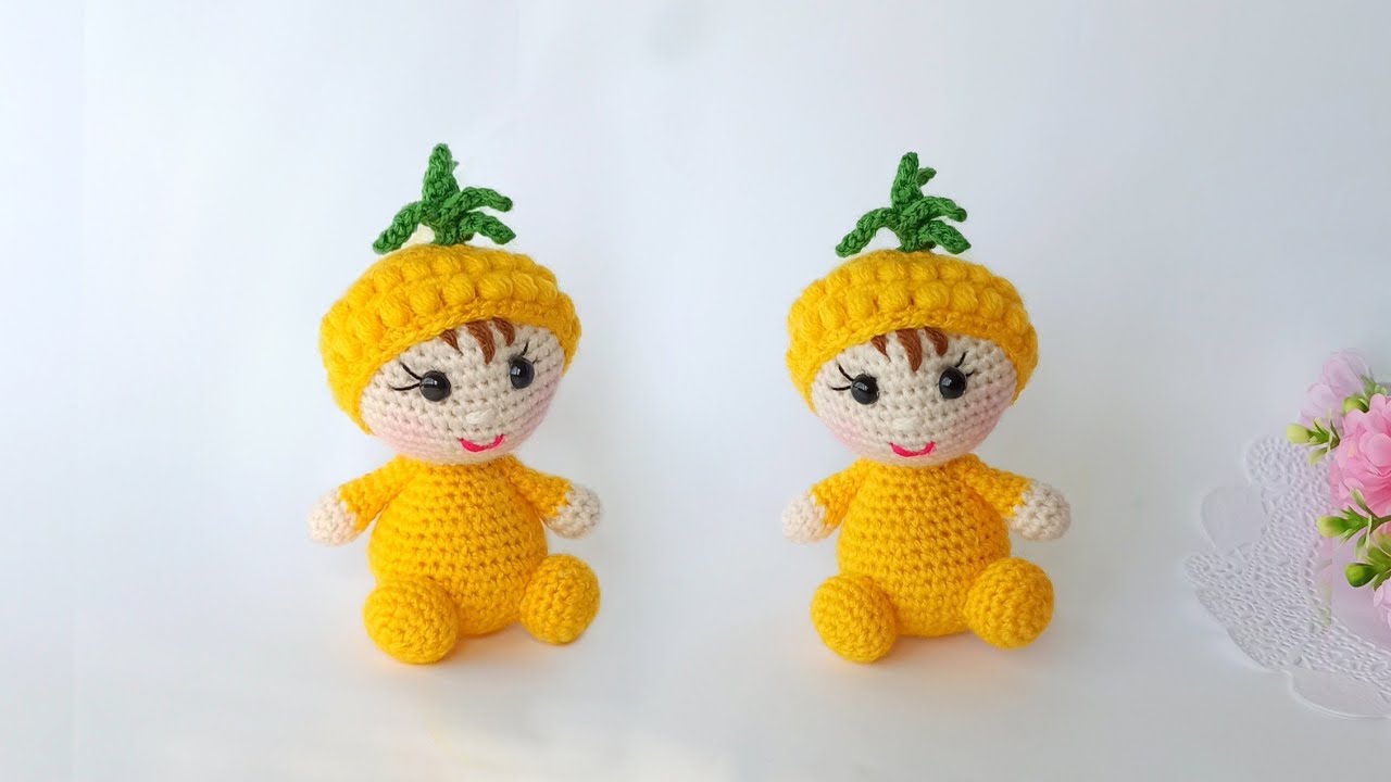 Супер просто🍍Как вязать АНАНАСОВОГО гнома крючком🍍Кукла амигуруми