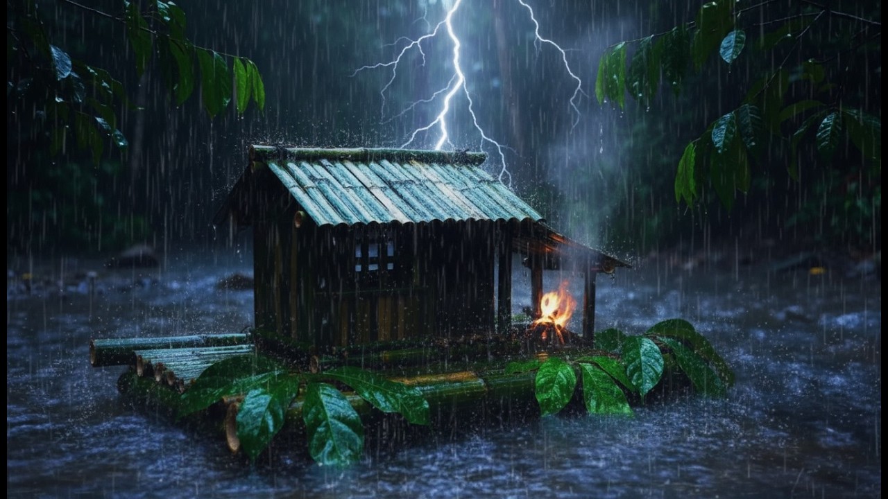 You’ll Fall Asleep Fast 😴 | Cozy Forest Cabin Rain & Thunder at Night (No Music)