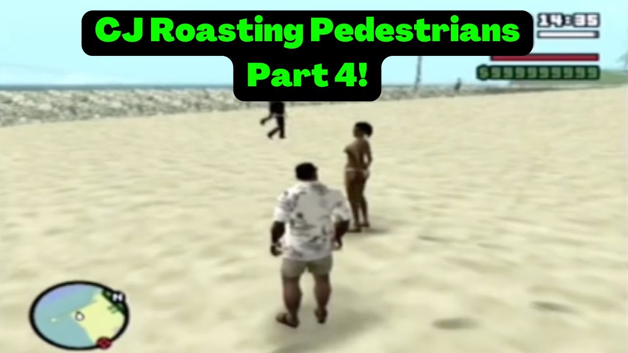 GTA: San Andreas CJ издевается над пешеходами, часть 4