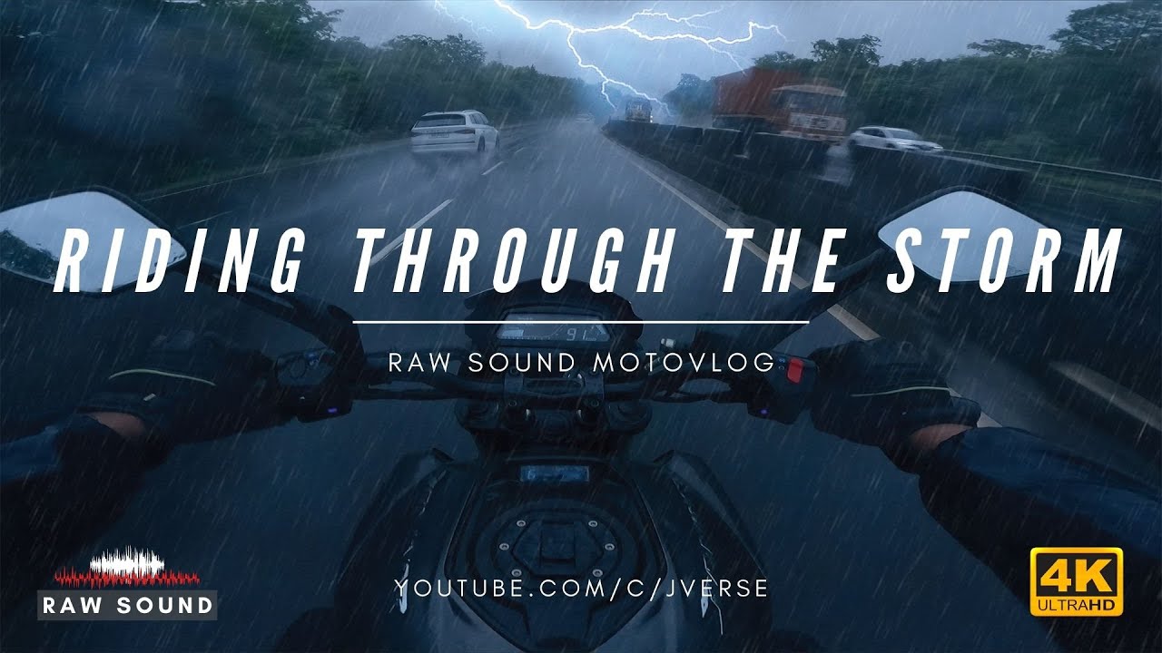 Riding Through the Storm POV RAW SOUND Dominar400 | Bike Riding in Rain
