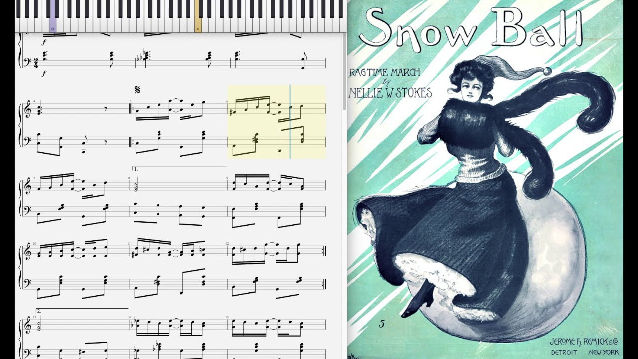 Snowball Rag by Nellie Stokes (1906, Ragtime piano)
