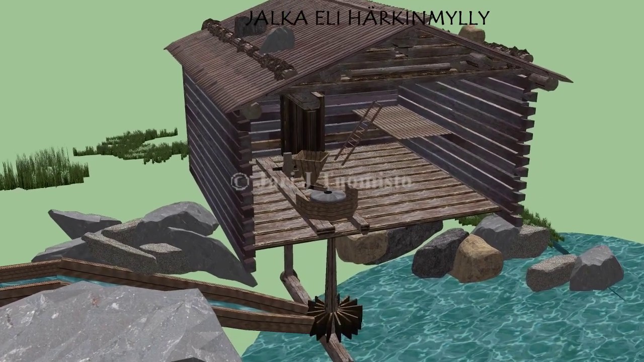 Jalkamylly sai jauhamisvoimansa kevätpurosta - Old Finnish Watermill as 