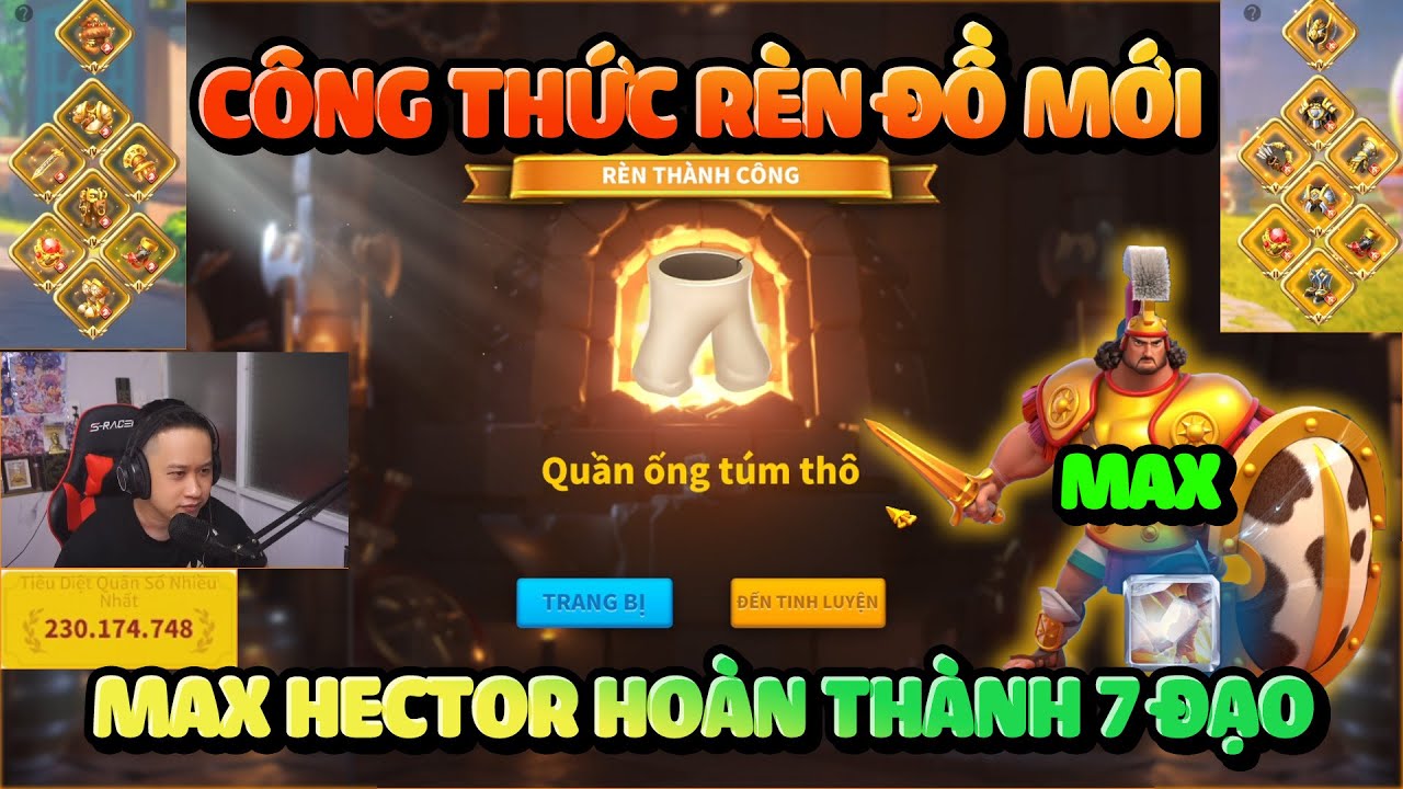 Test Công Thức Rèn Đồ Cam Mới - Max Hector Lên 7 Đạo Chuẩn Meta Cho Chiến binh Rok Rise of Kingdoms