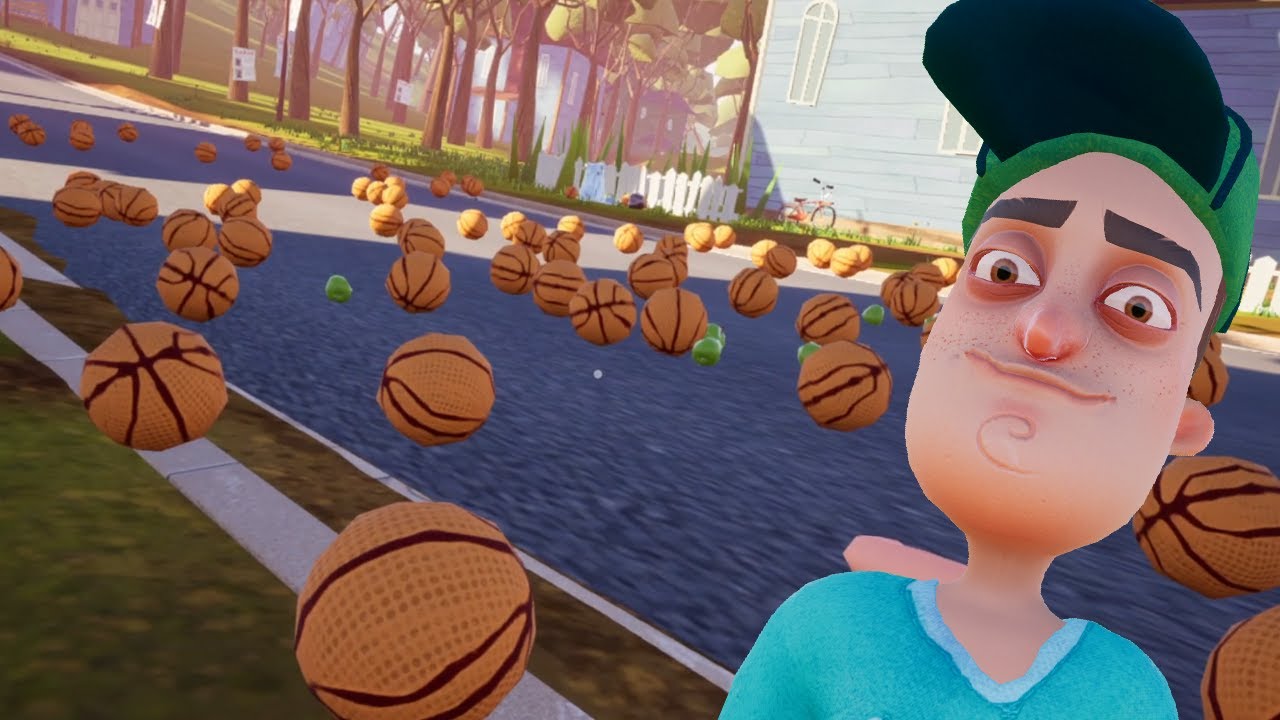 ROLLING BASKETBALL DOWN MY NEIGHBRO HILL - Hello Neighbor Mod