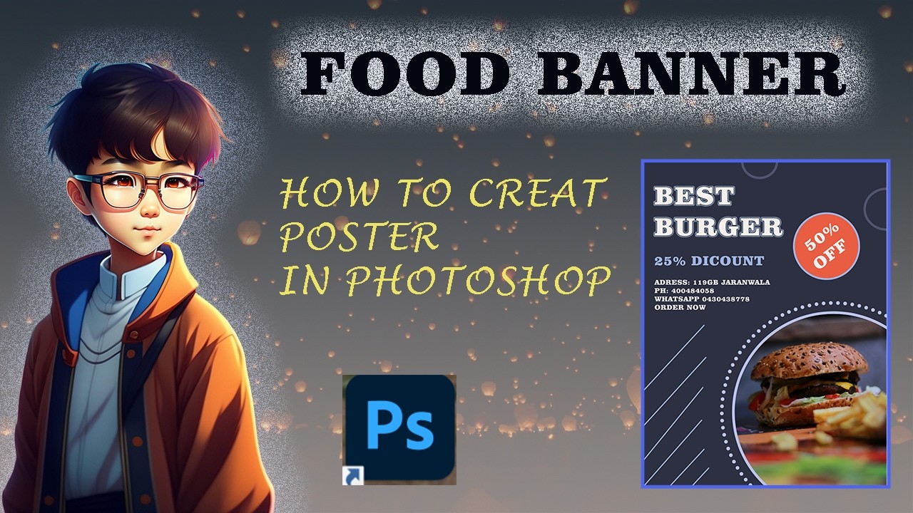 How to Create poster in photoshop Mahi Tech #burger #food #food poster # poster design # new design