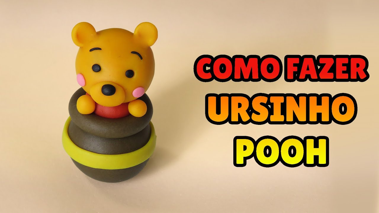 FAÇA um ursinho POOH MINIATURA - Tutorial Fácil Biscuit, clay, plastilina , Pasta Americana DIY