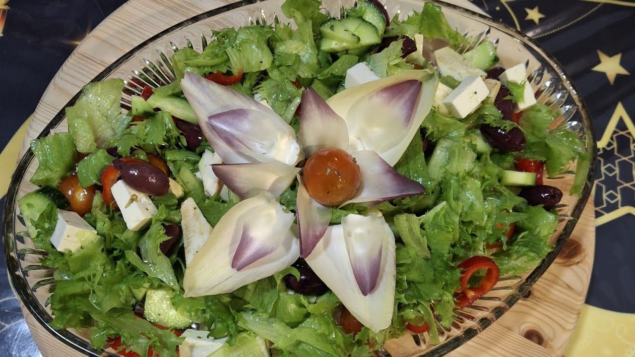 طريقة تحضير سلطة خص والزيتون وارضي شوكي (قنارية) خفيفة وكلها منافع 🥬🍅🥗🫶🇹🇳♥️👍👍👍