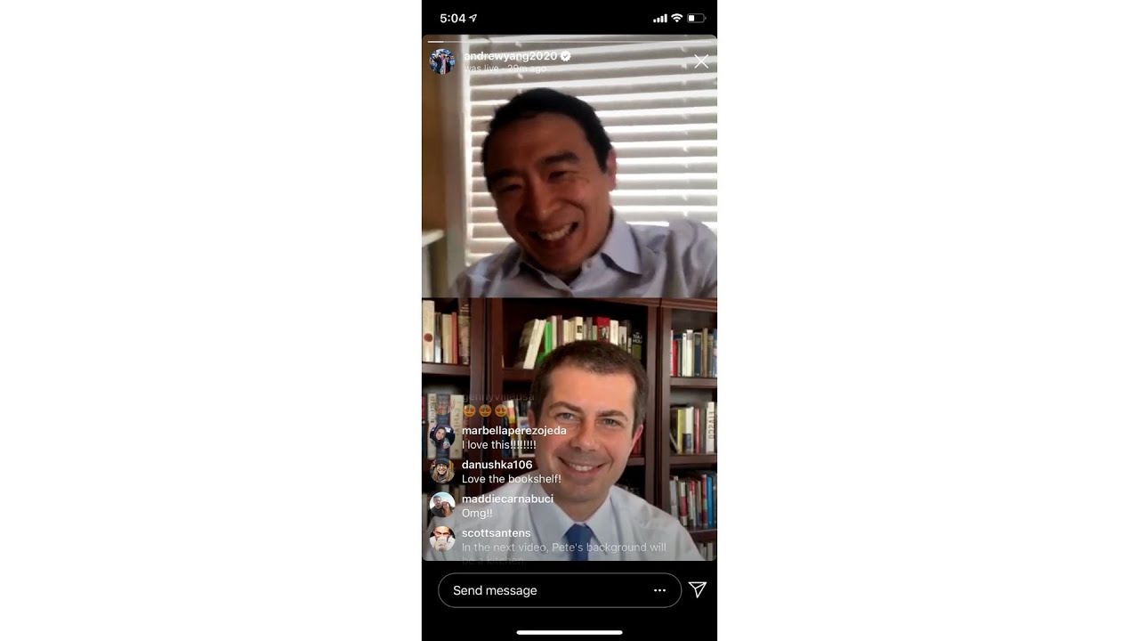 Instagram Live with Andrew Yang | Pete Buttigieg