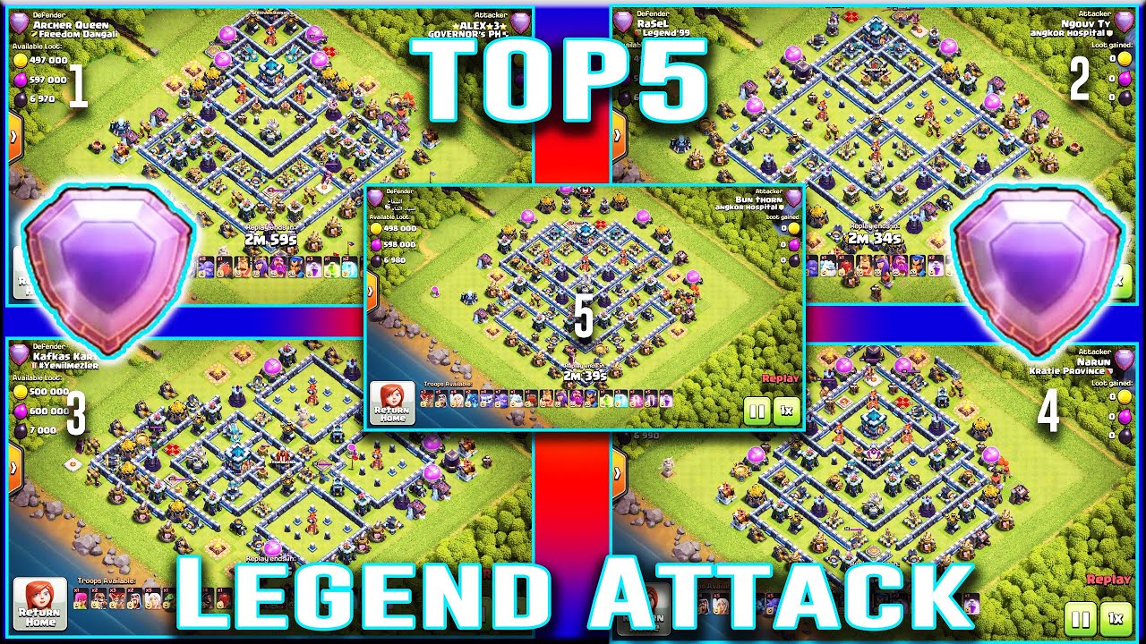 TOP 5 AWESOME LEGEND ATTACK - TOP BEST LEGEND ATTACK STRATEGY TH13 BASE 3-STAR( Clash of Clans )