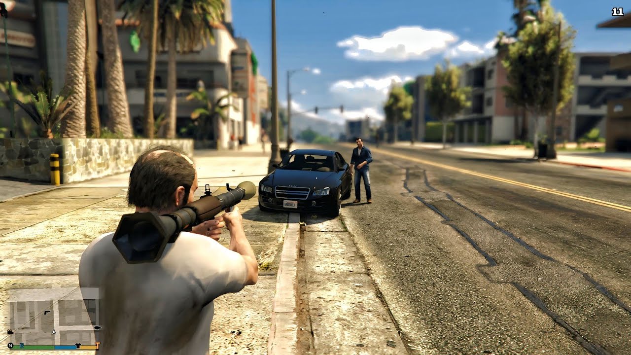 Gta V Enchanted - Trevor Betrays Micheal With Rocket Launcher, Police Force On Him
