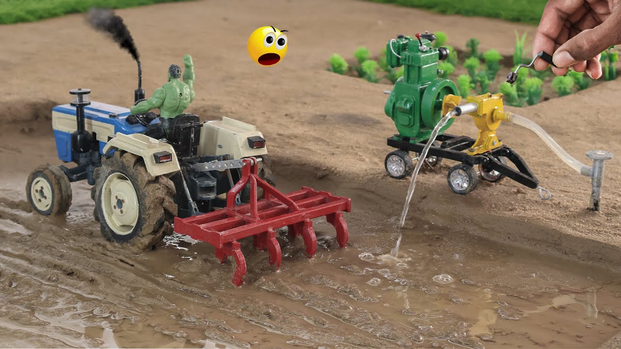 Diy mini tractor ploughing and water pump farming science project @Weldux