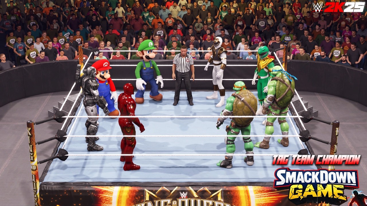 Super Mario vs TMNT vs Power Rangers vs Iron Man 🔥 Ultimate 4-Team Battle | WWE 2K26