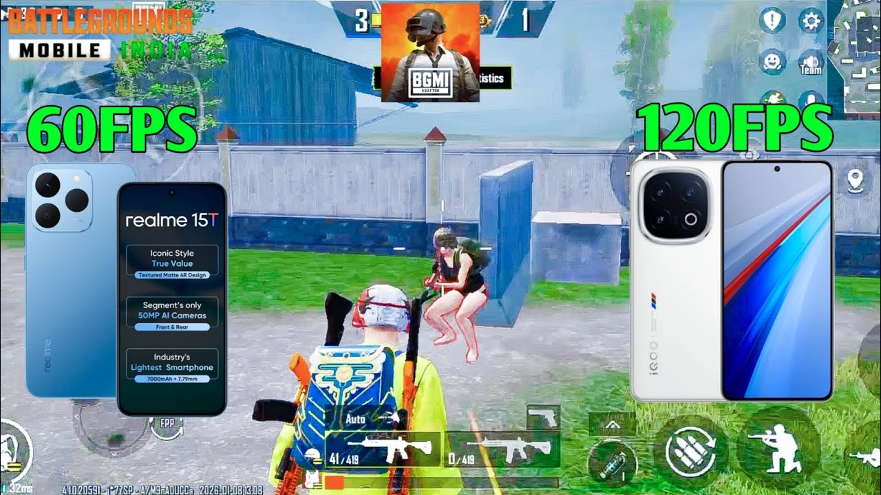🔥 Realme 15T vs iQOO 13 5G | BGMI TDM 1v1 Gameplay ⚡ 60FPS vs 120FPS Test