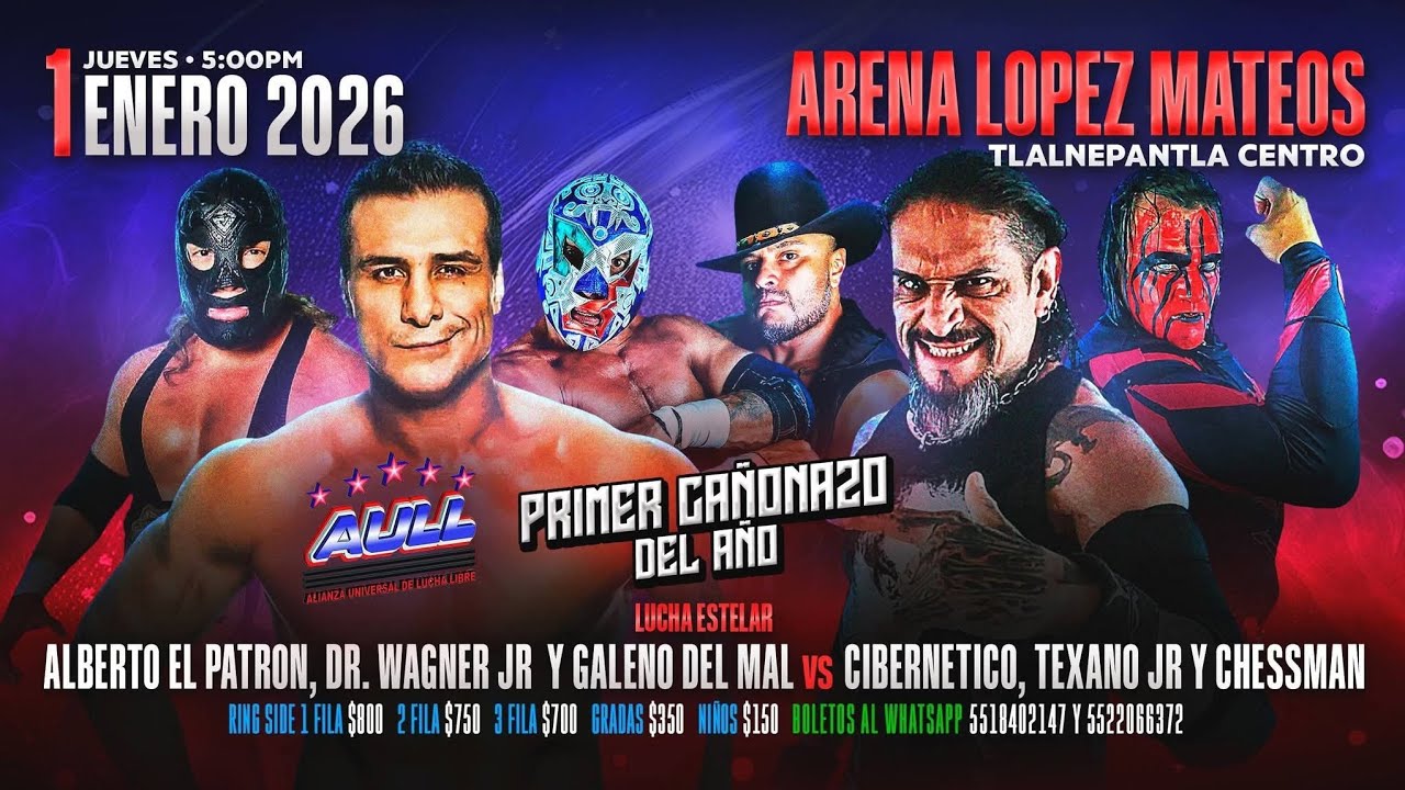 ALBERTO EL PATRON, DR. WAGNER JR Y GALENO DEL MAL vs CIBERNETICO, TEXANO JR Y CHESSMAN