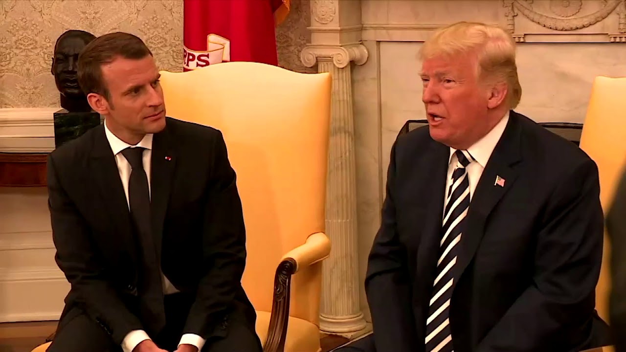 24 April 2018: Philip Crowther asks Macron and Trump about the Iran nuclear deal in the Oval Office