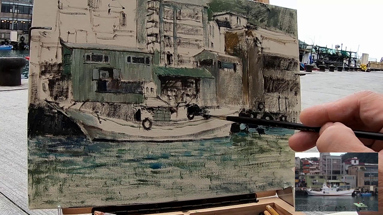 龜吼漁港戶外寫生