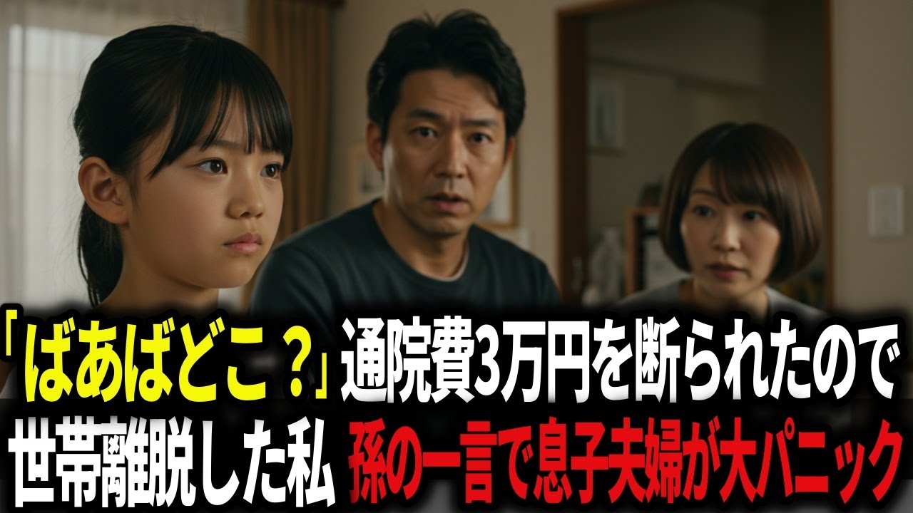 「ばあばはどこ？」通院費3万円を断られたので世帯離脱した私　翌朝、孫の一言で嫁が大パニックになり血眼に私を探したが