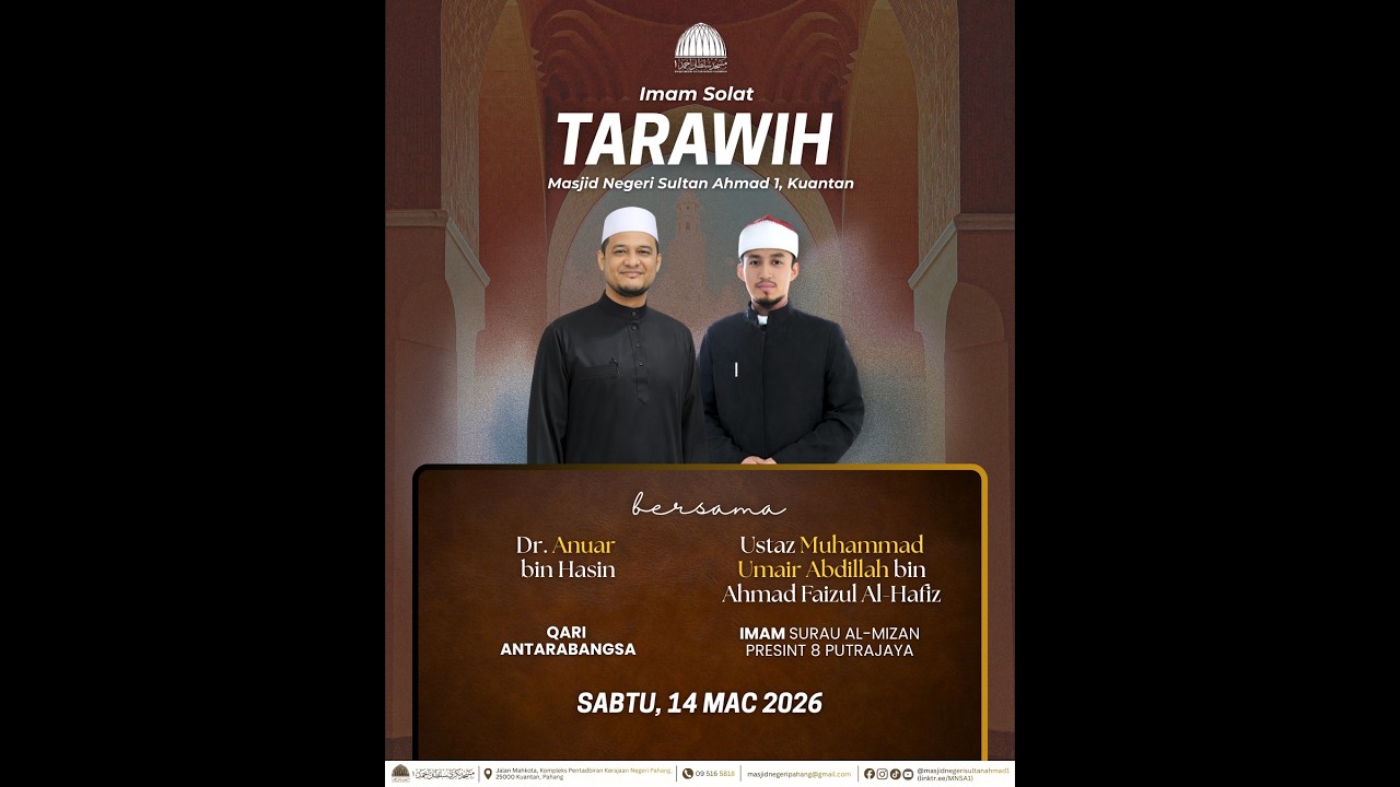 𝗜𝗺𝗮𝗺 𝗧𝗮𝗿𝗮𝘄𝗶𝗵 𝗦𝗮𝗯𝘁𝘂, 𝟭𝟰 𝗠𝗮𝗰 𝟮𝟬𝟮𝟲 𝗠𝗮𝘀𝗷𝗶𝗱 𝗡𝗲𝗴𝗲𝗿𝗶 𝗦𝘂𝗹𝘁𝗮𝗻 𝗔𝗵𝗺𝗮𝗱 𝟭, 𝗞𝘂𝗮𝗻𝘁𝗮𝗻