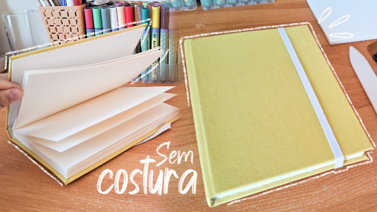 COMO FAZER UM SKETCHBOOK PARA PINTURA em aquarela SEM COSTURA | Sketchbook de alta gramatura