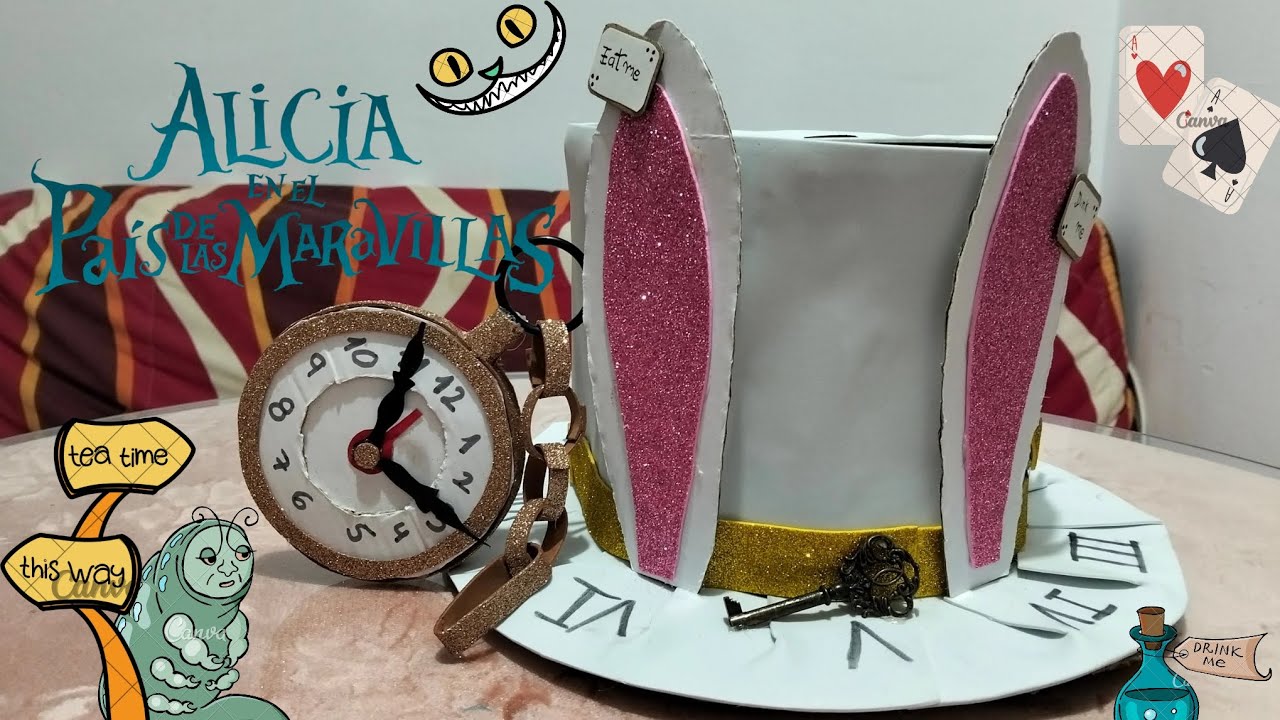 Sombrero 🎩 y reloj ⏱️ del conejo 🐇de  Alicia en el país de las maravillas 🪄🎀(manualidad paso a paso)