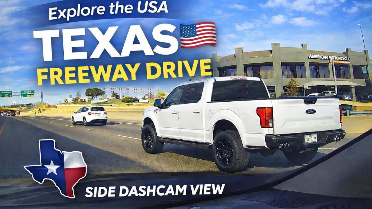 Side Dashcam Freeway Drive in Texas, USA 🇺🇸 | Real American Roads (POV)