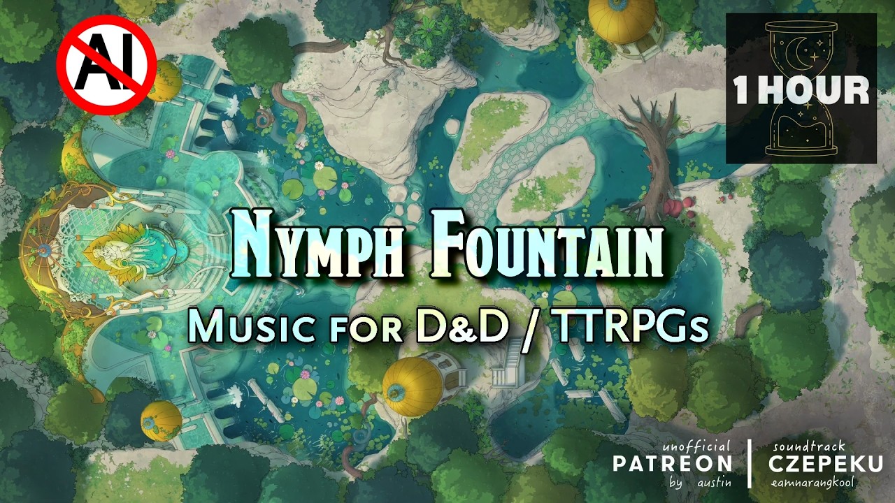 [1 HOUR] Mystical Forest Fountain Ambience | Nymph Sanctuary | D&D / TTRPG Music (No AI)
