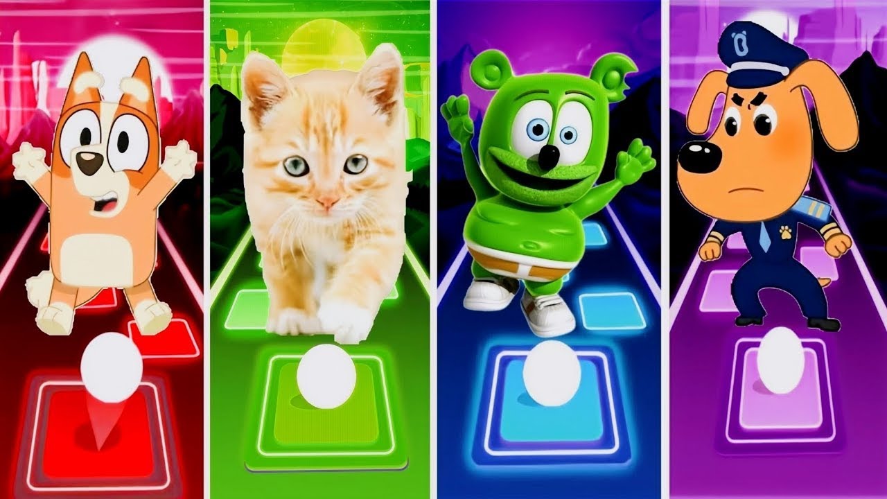 Bluey bingo VS cut cat VS gummy bear VS sheriff labrador paw patrol coffin dance tiles hop Edm rush