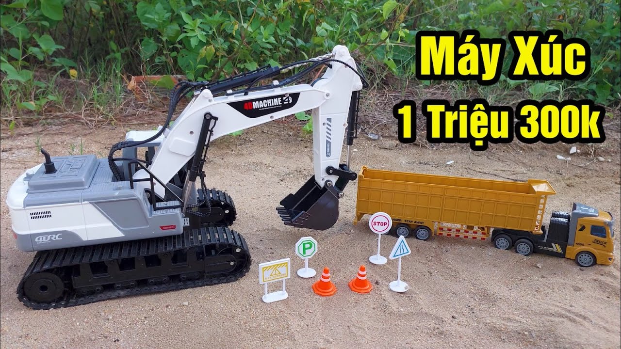 Mở hộp Máy Xúc Điều Khiển Từ Xa / Xe Cẩu Múc Cát / Xe Cuốc / Xe Container chở đất / Ô Tô Đồ Chơi
