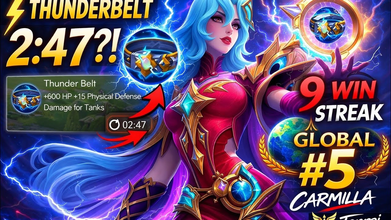 The Roam God Run — Thunderbelt at 2:47 | Global #5 Carmilla 9 Win Streak #mlbb #Carmilla 