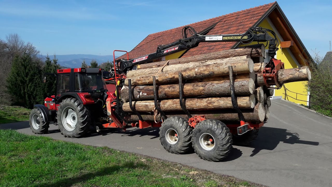 Rückewagen , Forstanhänger , Rungenwagen , Farmi 4166 , Case 4230