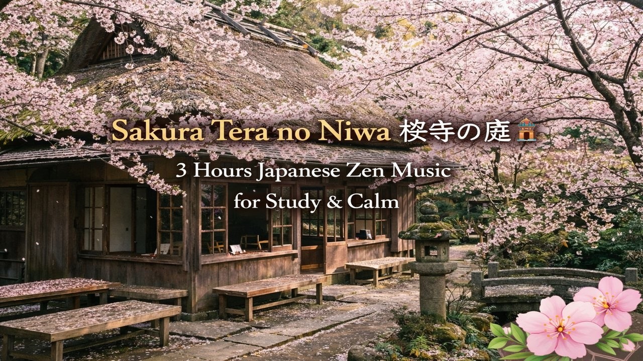 Sakura Tera no Niwa 桜寺の庭 🏯 3 Hours Japanese Zen Music for Study & Calm
